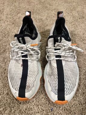 Sorel Kinetic Lite Lace Sneakers Women Size 8.5 White Black Orange Athletic Shoe
